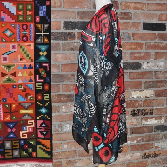 Native Northwest Sheer Wrap Salmon Motif Artist Kwiaahwah Jones - Picture 7 of 10